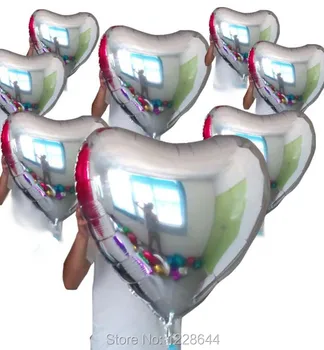 Gimtadienio reikmenys Vestuvių dekoravimas helio dydis 32inch širdies Aliuminio folija balionai raudona sidabro spalvos variantas 10vnt/daug