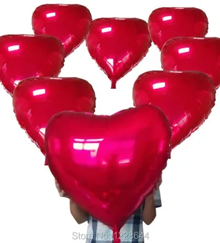 Gimtadienio reikmenys Vestuvių dekoravimas helio dydis 32inch širdies Aliuminio folija balionai raudona sidabro spalvos variantas 10vnt/daug