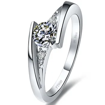 Kietojo Platinum PT950 Žiedas 0.5 CT Deimantų Vestuvinis Žiedas Mergina patinka Geriausia gimtadienio dovana su dėžute