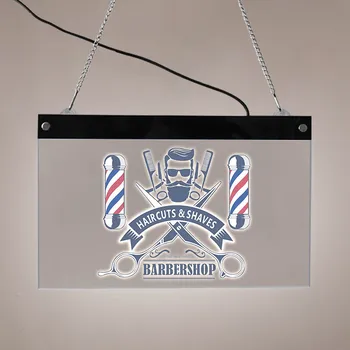 Individualizuotos Atspausdinta Kirpykla, Logotipas Akrilo Šviesos Valdybos Barbershop Vyras Klubas Įvairių spalvų LED Apšvietimas, Atviras Pasirašyti Verslo Ekranas