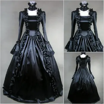 Gotikos derliaus saldus lolita dress palace nėrinių rankovėmis varpo tamsiai grūdų ilgai viktorijos suknelė kawaii girl gothic lolita op cosplay