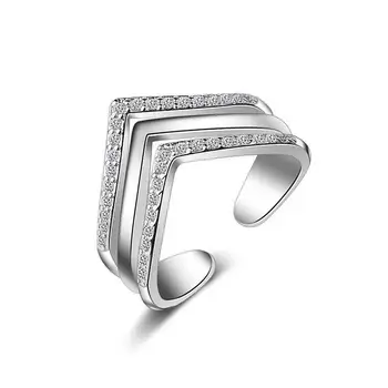Naujas atvykimo karšto parduoti mados blizga CZ cirkonis 925 sterlingas sidabro ponios'finger žiedai, papuošalai, dovana didmeninė karšto