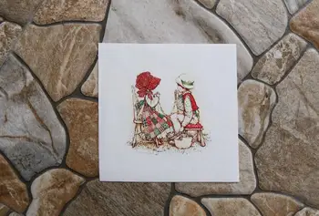 Vakarų vintga kaimo Mergina, 15x15 cm, Drobė, Medvilnė, Linas Rankomis dažyti Skaitmeninis Atspausdintas Audinio Antklodė 