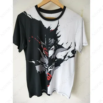 Nauja Persona 5 T-shirt Anime JOKER marškinėliai Poliesteris Vasaros Trumpas rankovėmis viršūnes Tees