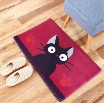 Caroon vyno spalvų pliušinis velvet mat kilimas kiki katė spausdinti kilimų anti slip namų dekoro słomianka kambarį
