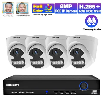 Spalvotas Naktinio Matymo Namų NVR Saugumo kamerų Sistema 4K 5MP Dviejų krypčių Garso POE Vaizdo Stebėjimo kamerų Sistema TL CCTV Rinkiniai
