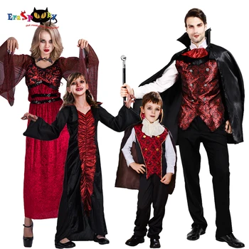 Eraspooky 2019Scary Drakula Šeimos Cosplay Mirties Vampyras Apsiaustu Helovinas kostiumų Suaugusiems Vaikams Karnavalas Šalies Grupėje Išgalvotas Suknelė