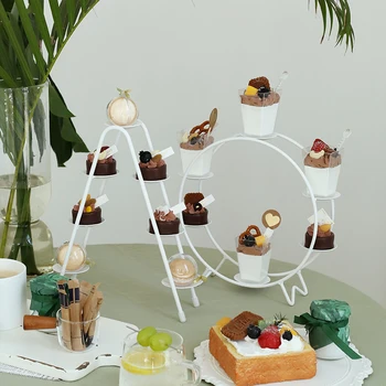 SWEETGO Macaroon turėtojas ferris balta varantys kopėčių formos desertas cupcake padėklai vestuvių stalo šalies tiekėjo, namo apdaila