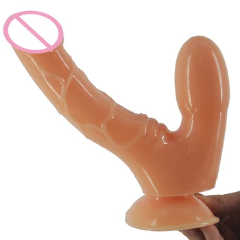 Didelis Dvigubas dildo su siurbtuko suaugusiųjų sekso žaislai moterims, lesbiečių, gėjų, flirtuoti masturbacija Dual-naudoti analinis kaištis dildo strapon