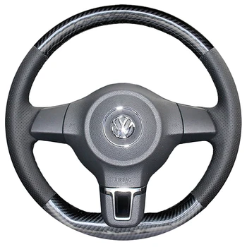 Yuji-Honkongas Dirbtinė Oda Automobilių Vairo Padengti Atveju Volkswagen VW Golf 6 Santana Jetta Polo Bora Touran Ranka prisiūta