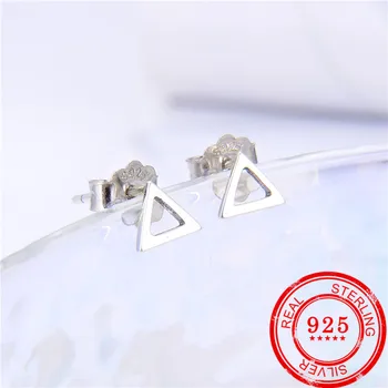 Korėjos stiliaus gryno sidabro 925 auskarų tuščiaviduriai geometrinis trikampis auskarai ponios sidabro 925 auskarų bižuterijos