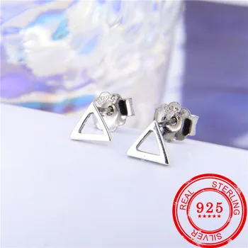 Korėjos stiliaus gryno sidabro 925 auskarų tuščiaviduriai geometrinis trikampis auskarai ponios sidabro 925 auskarų bižuterijos