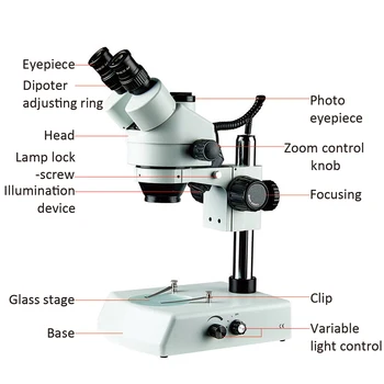 Trinokulinis Stereo Mikroskopas 7-45X 13MP HDMI Mikroskopo vaizdo Kamera LED Žibintai, PCB Litavimo Įrankis, Mobiliųjų Telefonų Remontas, Mineralinio Žiūrėti