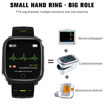 696 F16 Smart Apyrankę EKG+PPG Pedometer Žadintuvas Smart Watch Vyrų Širdies ritmas, Kraujo Spaudimas Vandeniui Smart Apyrankė/grupė