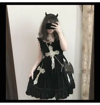 Gotikos Princess arbatėlė saldus lolita dress senovinių nėrinių bowknot mielas aukšto juosmens spausdinimo viktorijos suknelė kawaii girl gotikos