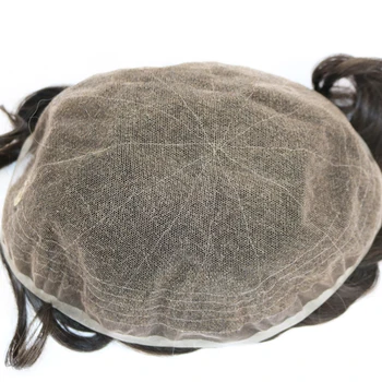 Vyrai Perukas Balinti Mazgų Visi Galvos Šveicarijos Nėrinių Žmogaus Plaukų Vyrų Toupee Pakeitimo Sistemų Remy Plaukų, Visiškai Nėrinių Mens Toupee