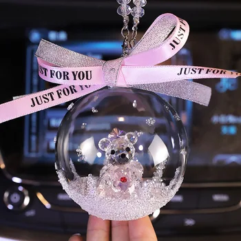 Crystal Ball Bear Automobilį Auto Mados Pakabukas Krištolo Statulėlės Kabinti Tabaluoti Žavesio Automobilių Stiliaus Namų Vestuvių Dekoro Kalėdos Dovanas