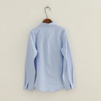 Spalvingi mygtukai Akinius siuvinėjimo ilgomis rankovėmis Oksfordo audinio marškinėliai palaidinė mori mergina