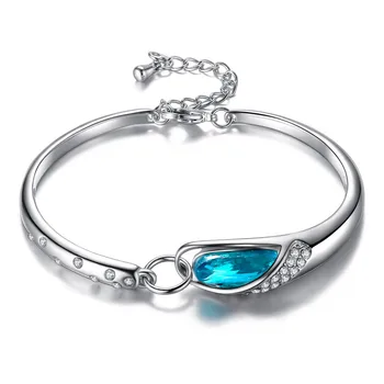 Akvamarinas brangakmenių mėlyna kristalų bangle apyrankės apyrankės &pakabukas karoliai papuošalų rinkiniai moterims deimantų priedai dovanų šalis