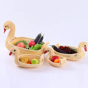 Naujų Idėjų Žąsų Rotango Krepšys Gyvūnų Modeliavimo Aplinkos Austi Rotango Vaisių ir Augalinio Maisto produktų Laikymo Krepšelis