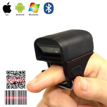 Mini Bluetooth, Wireless piršto barcode scanner brūkšninių kodų skaitytuvas CCD 1D Lazerio 2D QR Puošnus Žiedas kodas Nešiojamas Delninis skaitytuvas