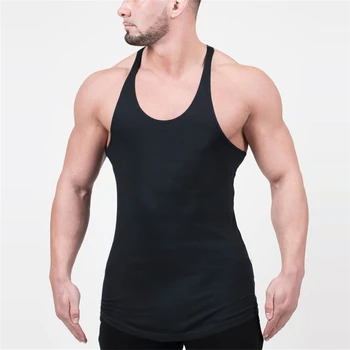 Fitneso salėse tankų vyrų kultūrizmo sijos singlet prekės ženklo drabužių atsitiktinis dryžuotas medvilnės Atletikos undershirt
