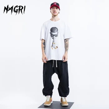 NAGRI Harajuku Mados Hip-Hop Marškinėliai Vyrams Pankų Maldą Estetinės Kietas Grafinis Tee Atsitiktinis Spausdinti Streetwear Vasaros Tees Viršūnes Vyras