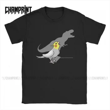 Dinozaurų Šešėlis Cockatiel vyriški T Shirts Papūga Paukštis Naminių Gyvūnų Crazy Marškinėliai trumpomis Rankovėmis Marškinėliai Medvilnė, Vasaros Drabužių