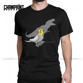 Dinozaurų Šešėlis Cockatiel vyriški T Shirts Papūga Paukštis Naminių Gyvūnų Crazy Marškinėliai trumpomis Rankovėmis Marškinėliai Medvilnė, Vasaros Drabužių