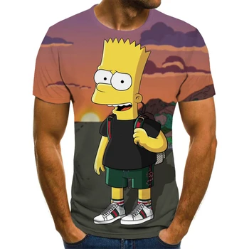 2020 metų Vasaros Streetwear Anime Simpsonų Vyrų ir Moterų 3D Atspausdintas T-shirt Harajuku T-shirt Juokinga Juokinga Drabužių Grafinis T-shirt