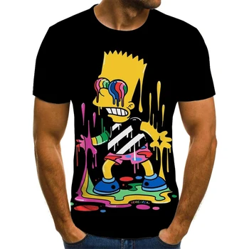 2020 metų Vasaros Streetwear Anime Simpsonų Vyrų ir Moterų 3D Atspausdintas T-shirt Harajuku T-shirt Juokinga Juokinga Drabužių Grafinis T-shirt