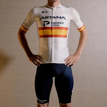 2021astana pro komandos vyrų dviračių džersis kostiumas ropa ciclismo maillot trumpomis rankovėmis drabužius vasarą dviračiu dėvėti MTB šortai, kombinezonai su antkrūtiniais rinkiniai