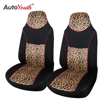 AUTOYOUTH 2VNT Mados Leopardas Spausdinti Integruota Aukštos Atgal Kibirą Sėdynės Padengti Universalus Tinka Daugumai Automobilių Sėdynės Padengti