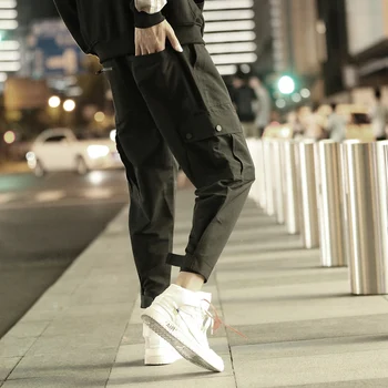 Krovinių Kelnės Vyrams Sportas veikia 2019 Streetwear Poilsiu Kelnes Juodos Sweatpant Vyrų Hip-hop Rudenį Atsitiktinis darbo drabužiai