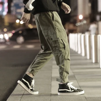Krovinių Kelnės Vyrams Sportas veikia 2019 Streetwear Poilsiu Kelnes Juodos Sweatpant Vyrų Hip-hop Rudenį Atsitiktinis darbo drabužiai
