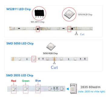 LED Spalvinga Šviesos Ruože WS2811 DC 12V Lanksti RGB 2835/5050 Pažangaus Apšvietimo 