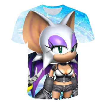 3D Atspausdintas Berniukai Anime ir Animacinių filmų T-shirts Sonic Spausdinti Mergaičių Kostiumai Vaikams, Vaikų Drabužiai, Kūdikių juoda Tshirts 2020 M. Vasaros Drabužių