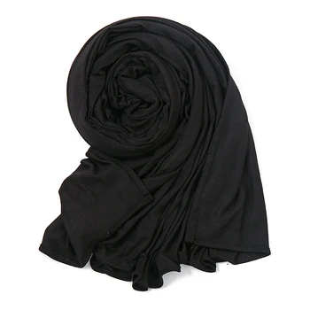 20 Spalvų Paprasto Kietojo Modalinis Jersey Hijab Moterų Žiemos Elastinga Musulmoniškos Skaros Šalikas Maxi Wrap Snood Šiltas Storas Pavogė Foulard Sjaal