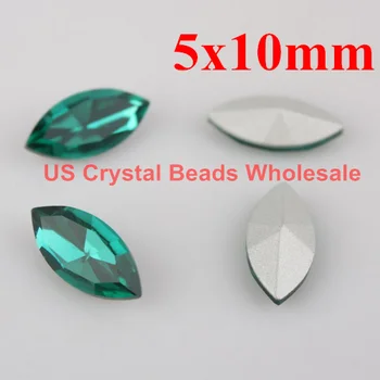 Nemokamas pristatymas! Didmeninė 100vnt/daug AAA AUKŠČIAUSIOS kokybės 5X10mm markizė kristalų išgalvotas akmenys emeralde spalva F1413