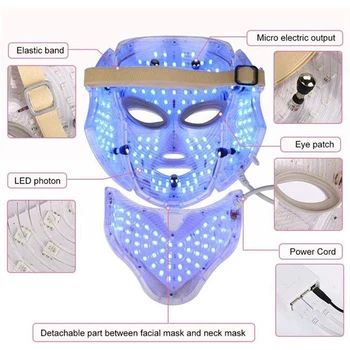 7 Spalvų Šviesos diodų (LED) Veido Kaukė Su Kaklo Odos Atjauninimas, Veido Priežiūra, Gydymas, Grožio Anti Acne LED Šviesos Terapijos Odos Balinimas