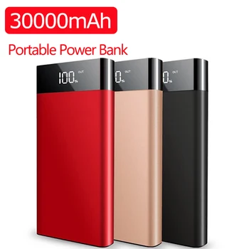 30000mAh Plono Galia Banko spartusis įkrovimas Slim Powerbank Dual Usb LED Skaitmeninis Ekranas Nešiojamas Įkroviklis Xiaomi 