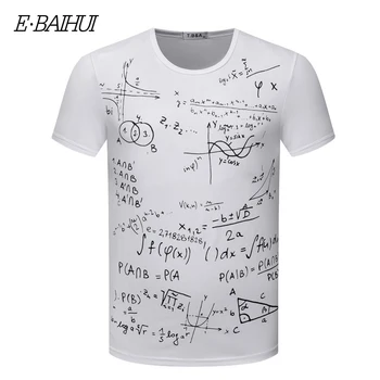 E-BAIHUI Matematines Lygtis, print t shirt Modelis Žmogus T Marškinėliai Atsitiktinis Studentas T-shirts Vyrų Mados Prekės ženklo Drabužių CG009