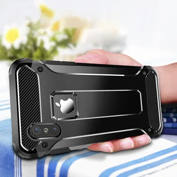 Prabanga atsparus smūgiams Patikima Šarvai Telefono dėklas skirtas iPhone XS Max X XR 7 8 6 6S Plius 5S 5 SE Silikono Bamperis Sunkiųjų Hard Cover
