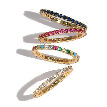 Aukščiausios Kokybės Klasikinio derinio spalvų Kubinis Cirkonis Vestuvių Žiedas, skirtas Moterims, Vyrams, sidabro spalva, Aukso Spalva Crystal spalvinga cz žiedas 2021