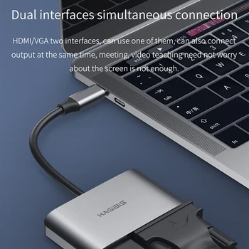 Hagibis USB C HubVGA Adapteris, C Tipo HDMI-suderinama 4K 