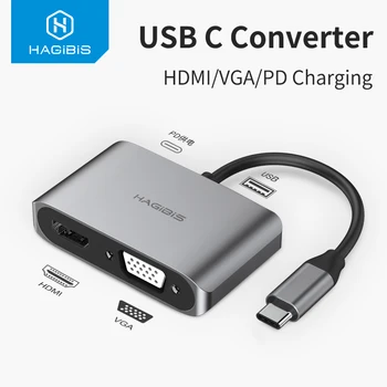 Hagibis USB C HubVGA Adapteris, C Tipo HDMI-suderinama 4K 
