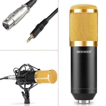 Neewer NW-800 Mikrofonas & Phantom Power rinkinys:NW-800 Mikrofonas+48V Phantom Power+Maitinimo Adapteris+Shock Mount+Anti-vėjo Putų Kepurė