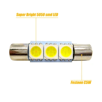 4x 28mm 29mm C5W LED Lempos Lemputė 6614F 6612F Automobilių Vidaus Kosmetinis Veidrodėlis, Skydelis nuo Saulės Kupolas Žemėlapio lemputė