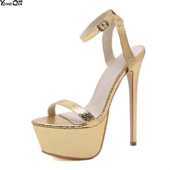 Pavasario aukso aukštakulniai moteriški sandalai peep toe platforma moterų siurbliai batai dydis 35-42
