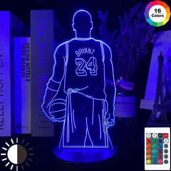 Sportas Krepšinio 3d Lempos Kobe Bryant Atgal Žiūrėti Biuro Patalpos Apdaila naktinė lempa Dropshipping Kobe Atminimo Dovana Led Šviesos Naktį